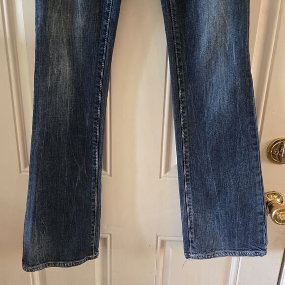 Wrangler Rock Jeans Women Size 1X34 Ultra Low Rise Bootcut Denim Distressed Y2K - Picture 4 of 8